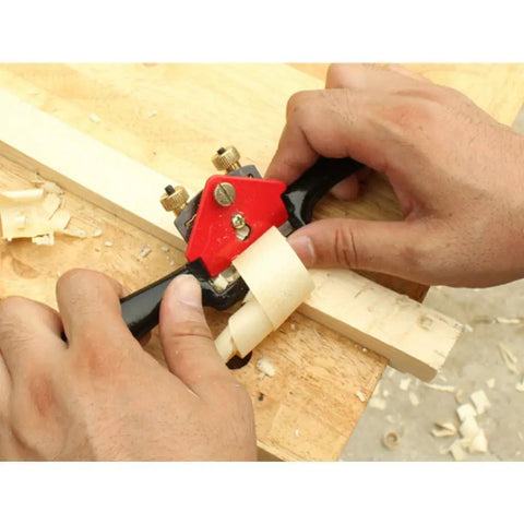10 Inch Adjustable SpokeShave With Flat Base For Woodworking And Wood Craft Dope Hand Tool With Metal Blade Easy Thickness Lock Ergonomic Contoured Handles Carbon Steel Blade For Smooth Precise Planing being used on wood
