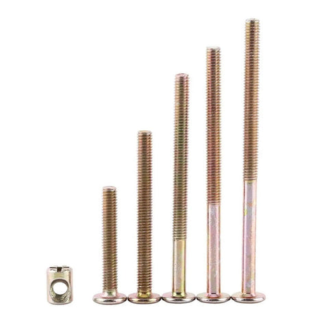Rock Solid Furniture Bolts Paired With Slick Barrel Nuts And Rust Proof Zinc Plated Carbon Steel For Zero Wiggle Wood Joinery, assorted lengths