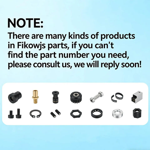 Various Fikowjs replacement parts including fittings, screws, and connectors suitable for diverse applications.
