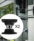 Heavy Duty Rv Door Stopper And Holder Set With Silicone Baggage Catch Prevents Banging And Damage For Motorhomes Trailers Kitchens And Bathrooms, black silicone, 2 shown.
