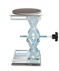 Heavy Duty 6X6 Inch Lab Scissor Jack Stand Adjustable Height 65-260mm stainless steel platform with textured surface.