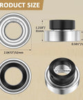 CSA205-16 Insert Bearing With Eccentric Locking Collar And Trash Guard Seals, 1 Inch Bore, 52mm OD, 31mm Wide, Pre-Filled NLGI-2 Grease, Heavy-Duty Farm Machinery Replacement Bearing shown with size measurements and collar