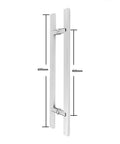 24 Inch Stainless Steel Door Handle Set With Solid Standoffs, Built To Last Heavy Duty Commercial Grade 304 Stainless, Push Pull Barn Door Pulls, Glass Pulls, Mirror Polished Chrome Finish on white background