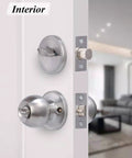 Interior view of All Keyed Alike Entry Door Knob and Single Cylinder Deadbolt Combo Set with Satin Nickel finish on door.