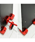 Ergonomic Furniture Lift Mover Tool Set With Non-Slip PVC Handles And Durable Steel Build For Heavy Sofa Lifting Without Back Strain Or Injury showing lifting mechanism under furniture.