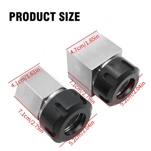 ER-32 Collet Chuck Block Set for CNC Lathe and Engraving Gear, showing square block size with dimensions for Replacement Part AA006