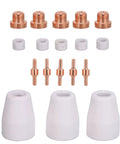 18 Piece Plasma Cutter Consumables Kit For Pt31 Machines Featuring Copper Electrodes Nozzles And Ceramic Rings to boost cuts.