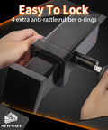 Hands installing Five Eighth Inch Locking Trailer Hitch Pin Anti Theft Receiver Lock For Two Inch Receiver Tubes Class Three And Four Hitches High Strength Steel Black One Pack with included key and o-rings.