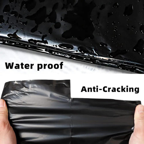 Black Poly Mailers 12x15.5 Inches 500 Pack Self Sealing Waterproof Tear Resistant Shipping Envelopes with water resistance and anti-cracking features shown.