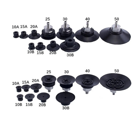 Heavy Duty Silicone Suction Cups For Pneumatic Manipulator Vacuum Nozzle Set Black Nitrile Rubber Gripper 10 To 50mm Diameter Options