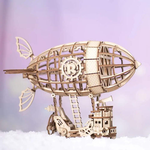 3D Wooden Airship Puzzle Kit For Kids And Adults Build Your Own Model Ship In 1 To 2 Hours 176 Laser Cut Pieces With Easy Instructions And Sandpaper A Fun Family STEM Craft model displayed on a surface