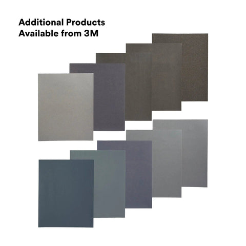 Assorted 3M sandpaper sheets showcasing variety and texture, including Wetordry Sandpaper Sheets 800 Plus Grit 9 In By 11 In Pack Of 50