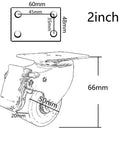 Heavy Duty Cast Iron Caster Wheels For Furniture And Home Workshop, Super Rugged 2 inch swivel caster with dimensions.