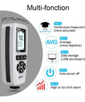 Mil Thickness Gauge With Fe NFe Dual Probe 0 to 2000 Um Coating Thickness Meter With Backlit LCD Display stores data, 110mm white device
