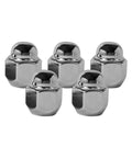 Infiniti Nissan Wheel Lug Nuts Set 5 Pack M12x125 BeefedUp Heavy Duty TenPointNine Steel, chrome finish, group shot