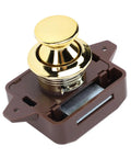Keyless Cabinet Push Button Lock Latch For Motorhome Caravan And Yacht Stylish Golden Base Brown Finish Easy Press Operation
