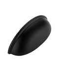 Side view of one Twelve Pack Flat Black Cabinet Cup Pulls Three Eleven Sixteenths Inch Long One And One Quarter Inch Wide Three Inch Screw Center