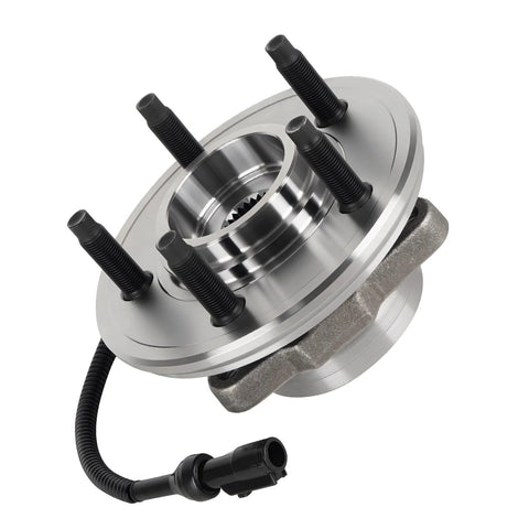 Front Wheel Bearing Hub Assembly For Ford Explorer 2002 To 2005 Lincoln Aviator 2003 To 2005 Mercury Mountaineer 2002 To 2005 5 Lug ABS Sensor Included Two Pack, showing a close-up of the hub with ABS sensor and 5 lugs.