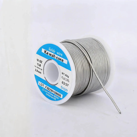 63/37 Tin Solder Wire, 2mm Diameter, 1 Pound Spool With Flux For Electrical Soldering And Repair, side view