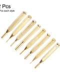 Brass Pro Grade Punch Set Eight Pieces With One Sixteenth To Five Sixteenths Inch Drive Pin Punches in various sizes.