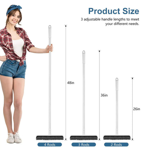 2 In 1 Floor Scrub Brush With 48 Inch Adjustable Handle And Built In Scraper For Tile Shower Tub Deck And Garage Cleaning