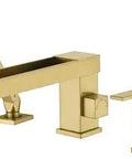 Modern Waterfall Bathtub Faucet With Handheld Shower Widespread 3 Hole Deck Mount Long Spout Brushed Gold Finish High Flow 5.2 GPM