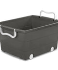 Smooth Rolling Storage Basket With Gray Plastic Mobile Organizer Bin Featuring Four Nifty Pivot Wheels Fold Down Handles For Easy Room To Room Moves Tailored For Keeping Laundry Clothes Toys And Closet Gear Tight And Square