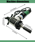 Heavy Duty Electric Pipe Beveling And Chamfering Machine for 1.1 To 3 Inch Pipe showing dimensions of 18.9 x 4.3 x 3.7 inches.