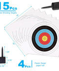 15 Pack Archery Target Paper For Backyard Practice 16 Inch With 10 Ring Design and Plastic Nails Included