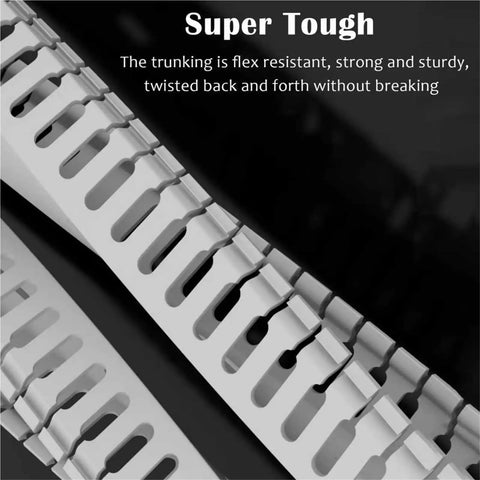 Close-up of Open Slot Cable Management Raceway Kit 50 Pcs Cuttable Wire Ducts showing durability and flexibility in bending.