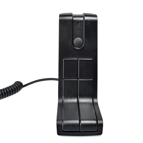 Front view of KMC-9C Desktop Microphone For Kenwood Mobile Radios With 8 Pin Plug Base Mic For TK And NX Series Big Push To Talk Button.