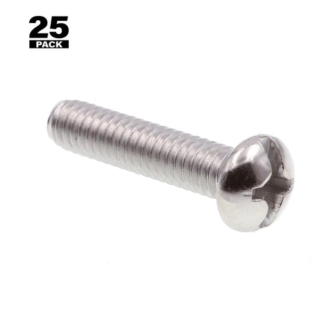 Top Notch Heavy Duty Round Head Machine Screws Slotted And Phillips Drive Number 12-24 By 1 Inch Long Rust Proof Grade 18-8 Stainless Steel Pack of 25
