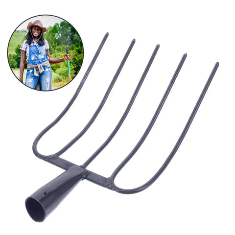 Lightweight Manure Fork Compost Fork For Mulching And Multi Function Farm Tool Built Tough For Garden Beds Farm Cleanup And Yard Work A Versatile Workhorse You Can Rely On shown with user.