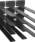 10 Inch Black Hidden L Shelf Brackets Set Of 12 Heavy Duty Iron Floating Shelf Brackets in a stack, front view