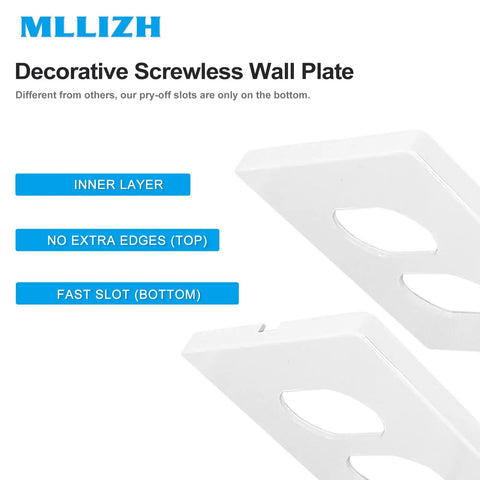 Dope Screwless 1 Gang Decorator Wall Plate White Faceplate Cover for outlets and switches close-up view showing edge details.