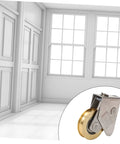 Heavy Duty Door And Window Bearing Pulley Roller Assembly Two Pack For Sliding Tracks shown in a modern room with windows.
