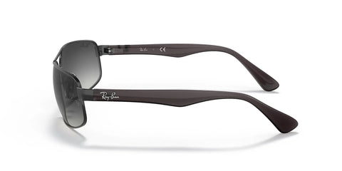 Rectangular Sunglasses RB3445 Dope Matte Black Frames And Light Grey Gradient Lenses, Lightweight Active Design, 61mm shown in side view.