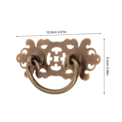 Two Pack Vintage Brass Drawer Pulls Handles For Dressers And Wardrobes, Retro Bronze Cabinet Knobs, size 10.2cm x 5.3cm