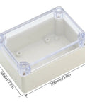 Rock Solid Abs Plastic Junction Box With Clear Cover IP65 Waterproof Electrical Enclosure For Diy Projects No Fuss Assembly Sturdy Dust Proof Shell Measuring 3.9 X 2.7 X 2 Inches shown from an angled view with dimensions labeled.