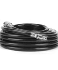 Total Game Changer 7.5 Meter PVC Air Hose Kit With Lightning Fast Quick Connect Fittings For Pneumatic Tools And Air Compressor Units Legit High Quality Built Solid For Tough Auto Repair Home Maintenance And DIY Projects Anywhere, coiled black hose