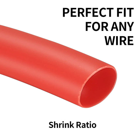 Red tube from Heat Shrink Tubing Kit Pro Grade 300 Pieces Adhesive Lined Three To One Ratio Marine Grade For Automotive And Industrial Use Black