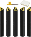 Indexable Carbide Lathe Tool Bits Set Five Sixteenth Inch Shank Tin Coated Inserts, pro grade five-piece kit for metal cutting
