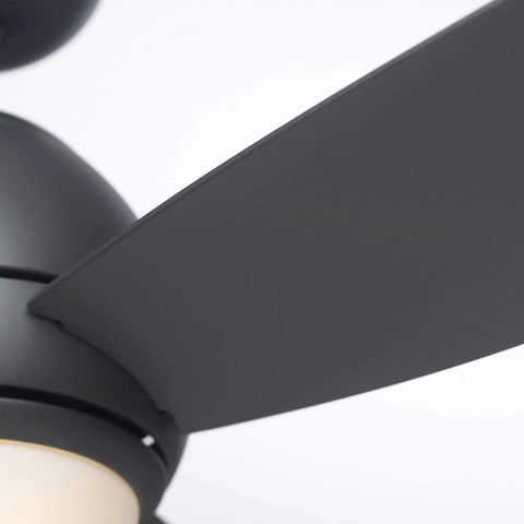 Close-up of Curva LED Outdoor Ceiling Fan With Light Kit 52 Inch Modern Matte Graphite Finish blade and housing.