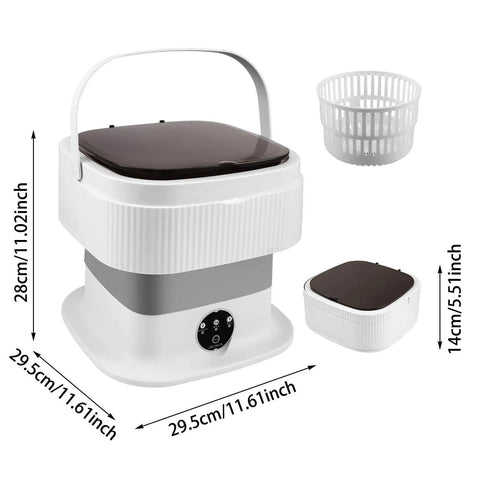Slick And Dependable Portable Washing Machine With 11L Capacity, compact design, removable spin basket for easy laundry.