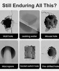 Image showing wall hole, leaking water, mouse hole, macropore, socket switch hole, and pre-drilled holes needing repair.