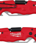 Red Black Folding Utility Knife With Multi Tool Bits And Stainless Tanto Blade, Durable Belt Clip Visible