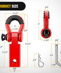 Shackle Hitch Receiver 2 Inch Beefed Up Heavy Duty Recovery Kit With Three Quarter Inch D Ring And Trailer Pin dimensions in detail
