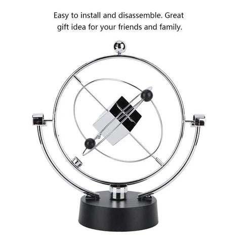 Magnetic Swing Kinetic Orbital Desk Ornament For Your Office Space With Smooth 3D Pendulum Motion Space Themed Decor That Sparks Creativity And Vibe Easy Setup Modern Sleek Office Accessory, chrome desk sculpture on black base