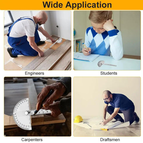 No Fuss Stainless Steel Zero To One Eighty Degree Round Head Protractor And Angle Finder Gear used by engineers, carpenters and students.