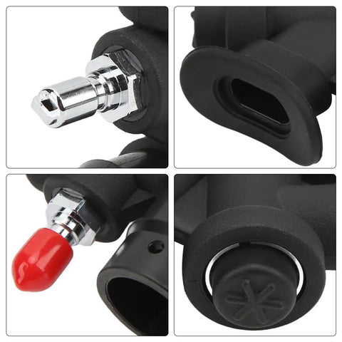 Close-up of Scuba Diving Power Inflator With 45 Degree Oral Inflation Valve And K Shaped Relief Valve For Standard 1 Inch Hose